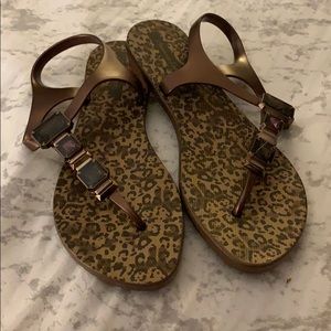 Cheetah Print Sandals with Beading